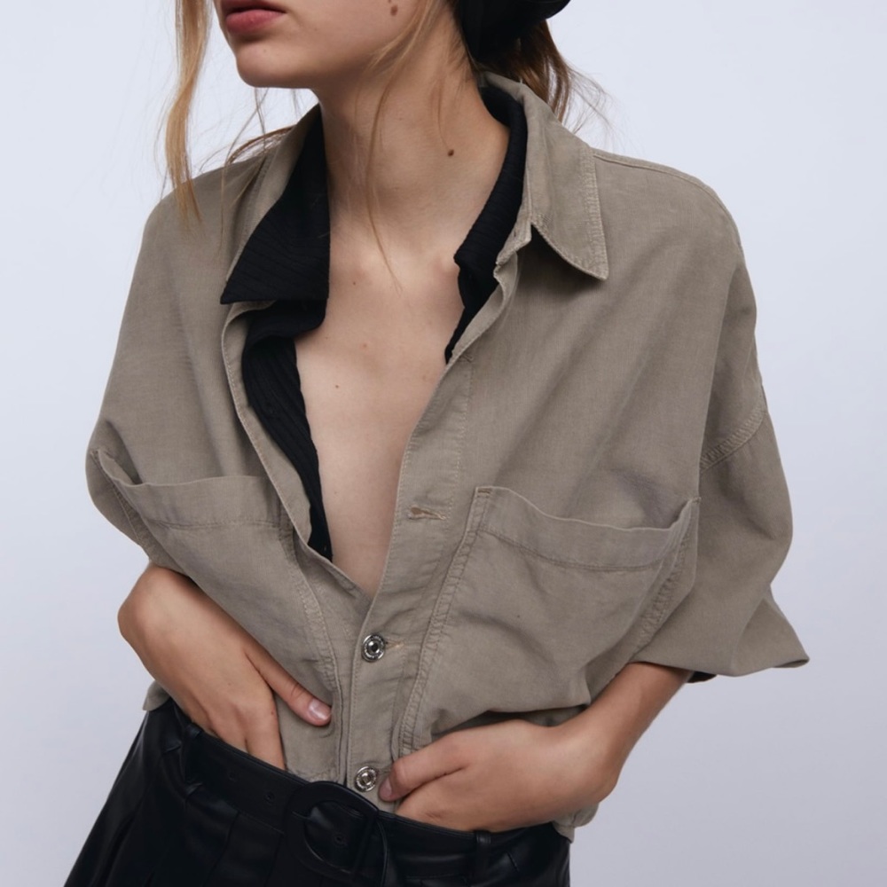 Zara fine waled corduroy shirt
